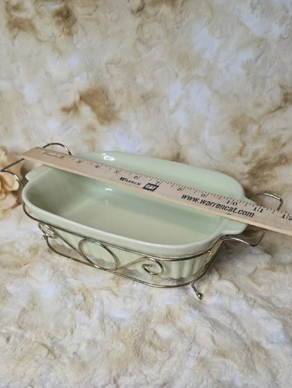 VTG 1983 Pfaltzgraff FTDA Celery Green 32 oz Casserole Baking Dish w/Metal Rack